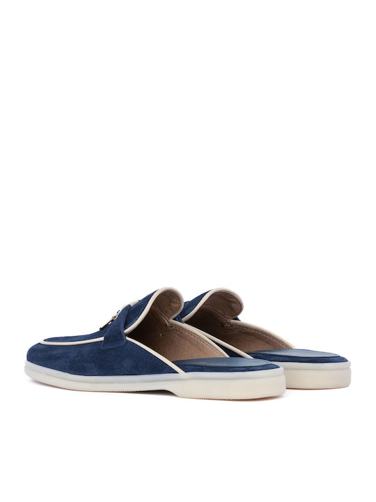 Suede Mule cu cu gleznă înaltă Toc în Culoare Albastru