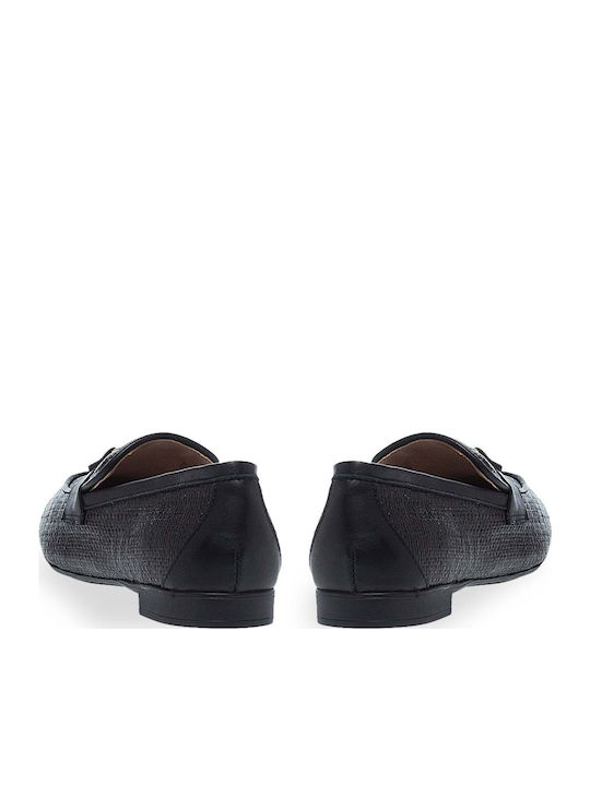Leder Damen Mokassins in Schwarz Farbe
