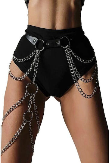 Stil Punk Provocator Ham Talie Sexy Din Piele Sintetică Cu Lanțuri Metalice