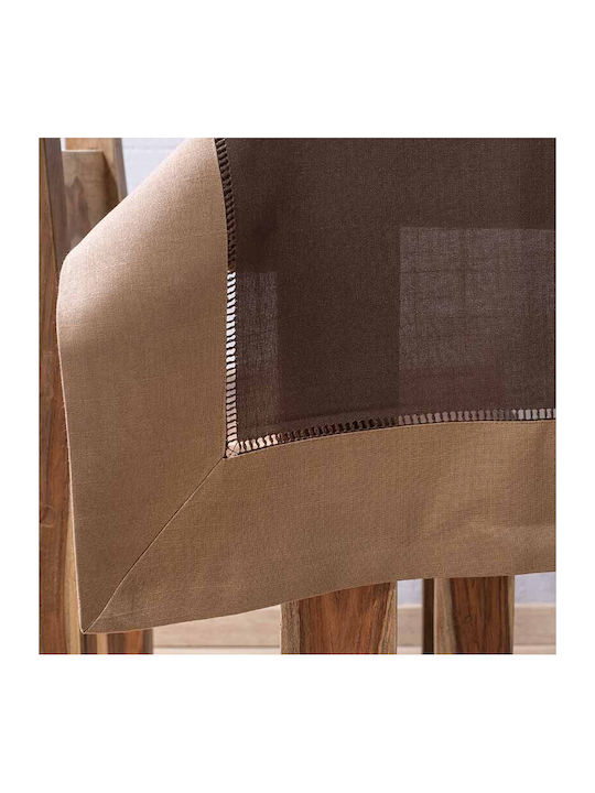 Αιγαίον Τραπεζομάντηλο με Κέντημα Brown/mocca 140x180εκ.