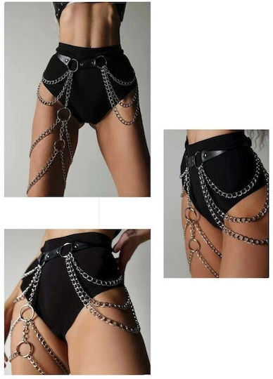 Stil Punk Provocator Ham Talie Sexy Din Piele Sintetică Cu Lanțuri Metalice