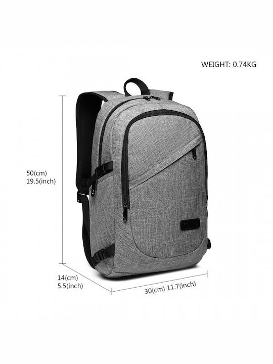 Miss Lulu Τσάντα Πλάτης για Laptop 15.6" με Θύρα USB σε Γκρι χρώμα E6715-GY