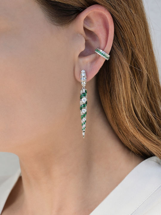 Kritsimis Fake It Green Line Fake Σκουλαρίκι Piercing από Ασήμι Πράσινο