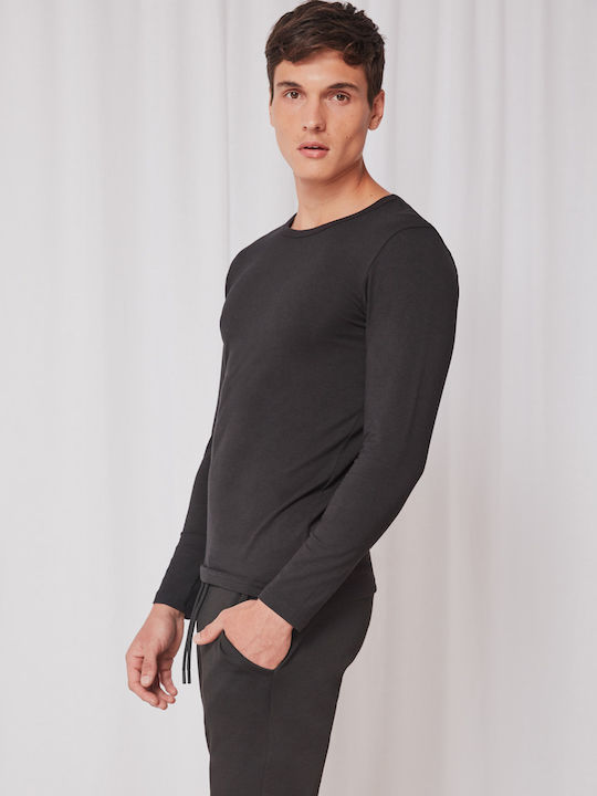 Tricou de corp pentru bărbați Mânecă Lungă Negru