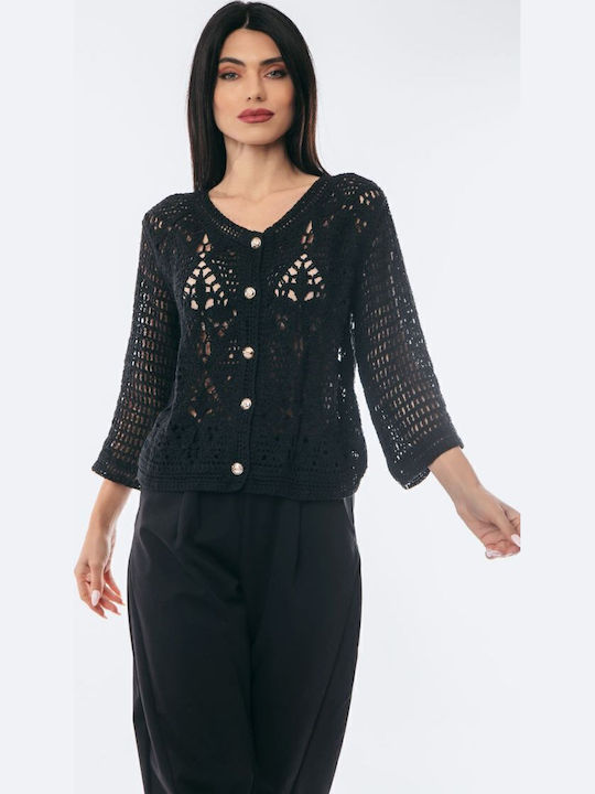 Women's Cardigan with Buttons Black