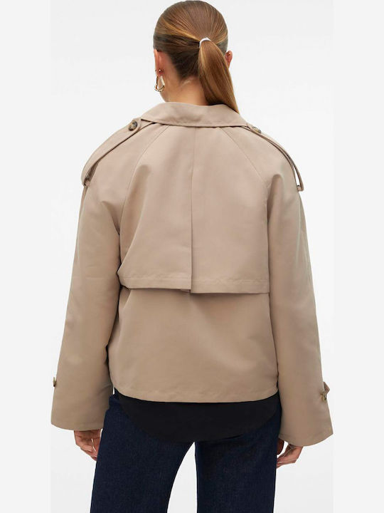 Chloe Women's Light Beige Coat with Buttons