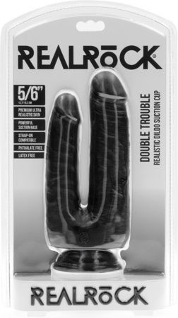 Shots Διπλό Dildo με Βεντούζα Μαύρο 15cm