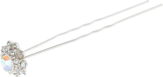 Ro-Ro Accessories Decorativă Agrafă de Păr Argintiu cu Strass 1.4cm 1buc
