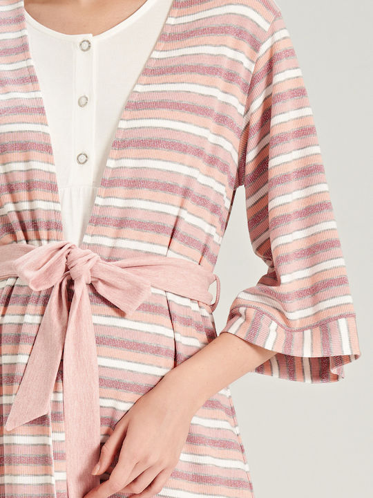 Feyza Pijamale cu halat de maternitate Pink