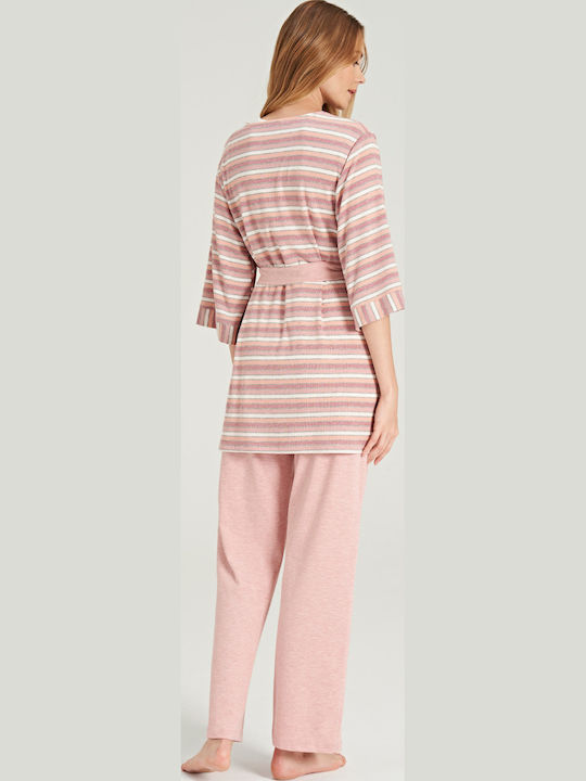 Feyza Pijamale cu halat de maternitate Pink