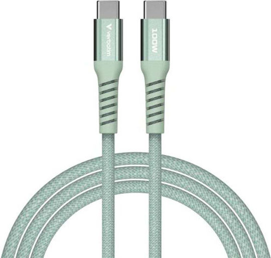 Verbatim Braided / Magnetic / Spiral USB 2.0 Cable USB-C Male - USB-C 100W PD Green 1.2m 31855