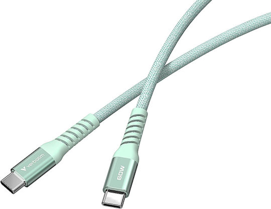 Verbatim Braided USB 2.0 Cable USB-C Male - USB-C 60W PD Green 1.2m 31864
