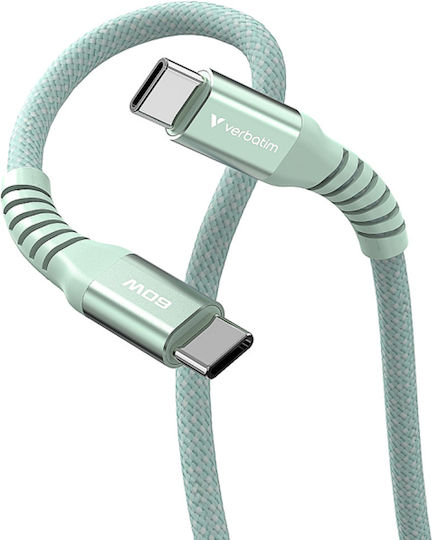 Verbatim Braided USB 2.0 Cable USB-C Male - USB-C 60W PD Green 1.2m 31864