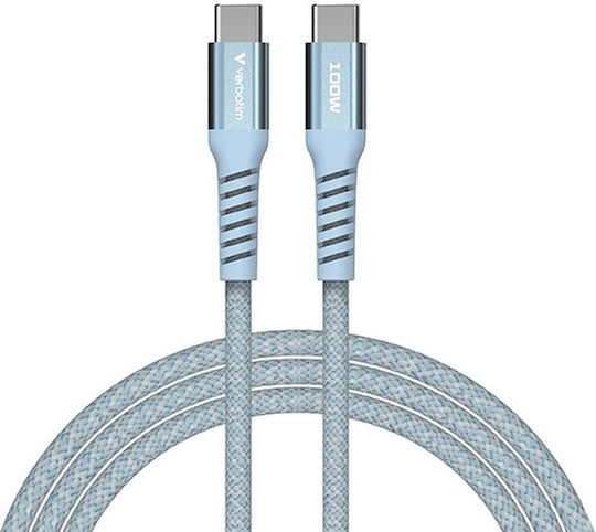 Verbatim Braided / Magnetic / Spiral USB 2.0 Cable USB-C Male - USB-C 100W PD Blue 1.2m 31856