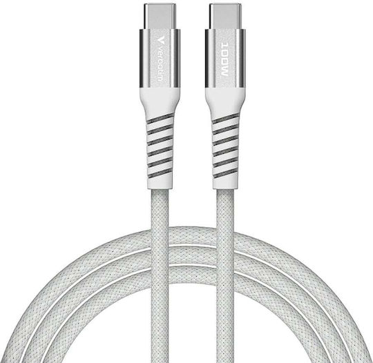 Verbatim Braided USB 2.0 Cable USB-C Male - USB-C 100W PD Gray 1.2m 31854