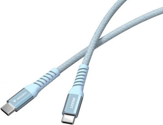 Verbatim Braided / Magnetic / Spiral USB 2.0 Cable USB-C Male - USB-C 100W PD Blue 1.2m 31856
