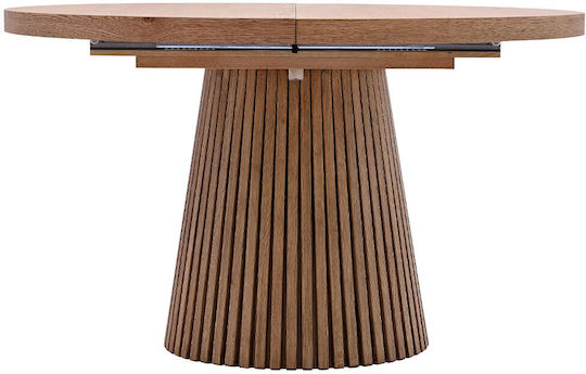 Foresta Oval Tisch Speisesaal Ausziehbar aus Massivholz Natural 130(+45)x130x76cm