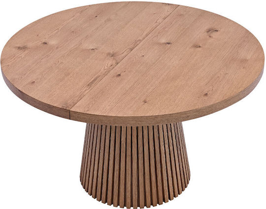 Foresta Oval Tisch Speisesaal Ausziehbar aus Massivholz Natural 130(+45)x130x76cm