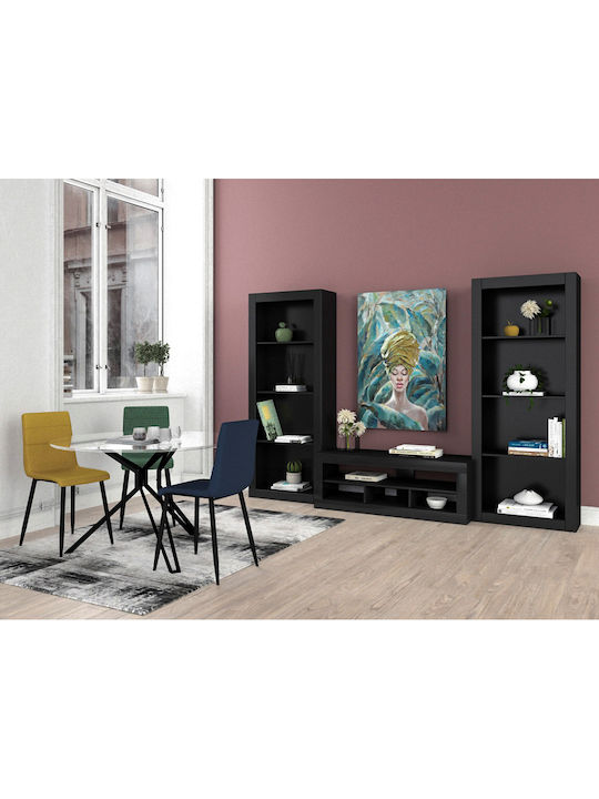 Noir Round Dining Room Table with Black Glass Surface 110x110x75cm