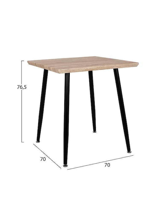Paloma Table Kitchen Wooden with Metal Frame Black 70x70x76cm