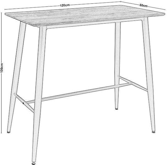 Lavida Τραπέζι Μπαρ Ξύλινο με Μεταλλικό Σκελετό Antique Oak 120x60x106εκ.