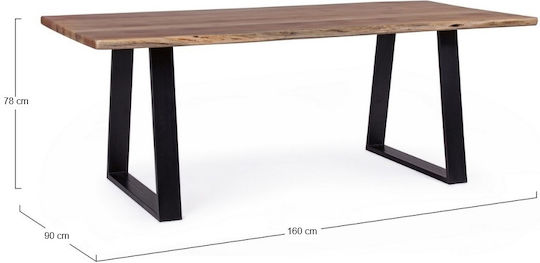 Lizard-W Slim Маса За Трапезария От Масивно Дърво И Черен Метал 160x90x75см ЕА7097 SW