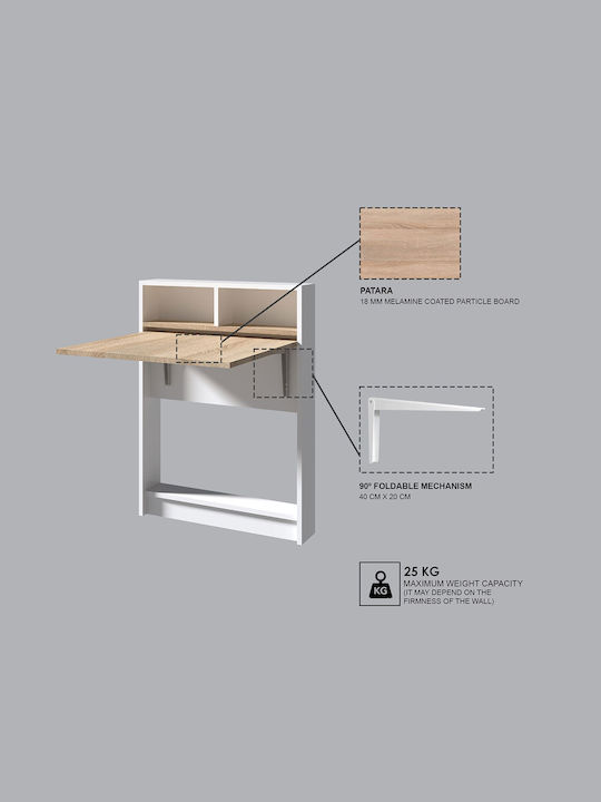 Table Kitchen Collapsible Wooden White 96x70cm