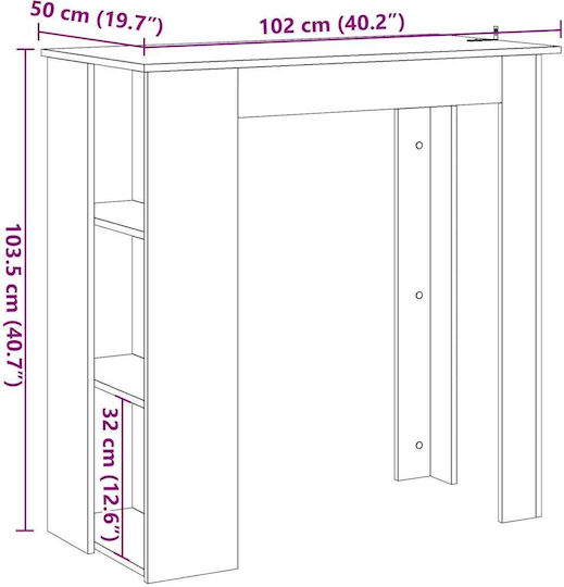 Table Bar Wooden Coffee 102x50x103.5cm