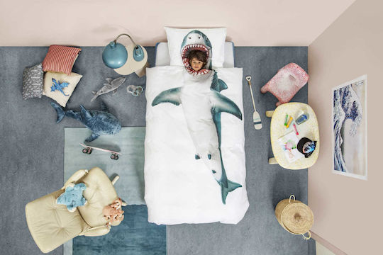 Snurk Kids Duvet Set Single with Pillowcase Blue 160x200cm