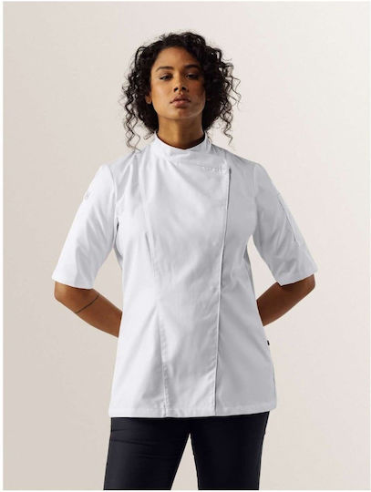 Le Nouveau Chef Coat Chef 100% Cotton made Female White with Short Sleeve