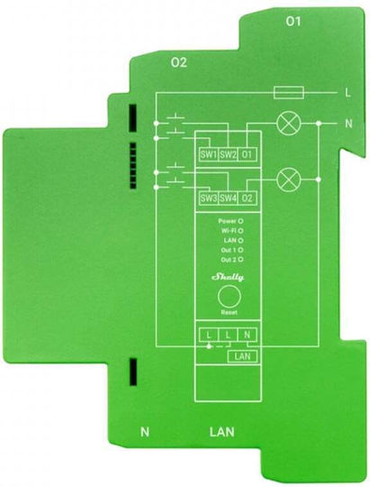 Shelly 2pm Dimmer Dimmer Ράγας WiFi 230V 10A