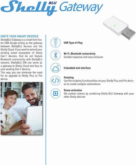 Shelly BLU Gateway USB Intelligenter Zwischenschalter Wi-Fi Bluetooth & RF