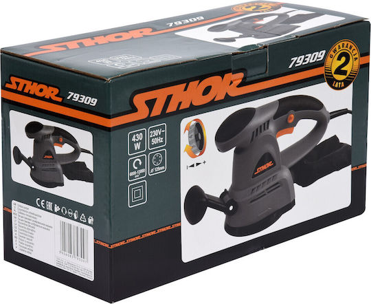 Sthor 79309 Έκκεντρο Τριβείο 125mm Ρεύματος 430W με Ρύθμιση Ταχύτητας και με Σύστημα Αναρρόφησης