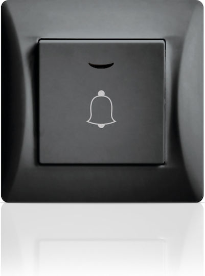 Lineme Complete Wall Push Bell Button with Frame με Λυχνία Black 50-00108-2