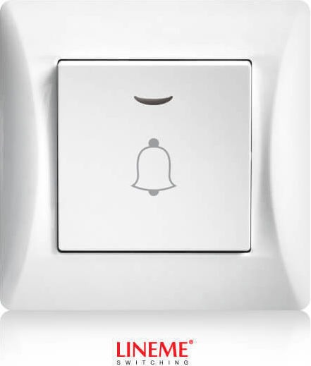 Lineme Complete Wall Push Bell Button with Frame Μόνο Φωτεινό White 50-00108-1