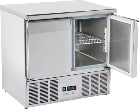Cool Head Английски превод: Stainless Steel Refrigerator Counter Салата 215лт with Drawer and Cooling Machine 0/+8°C L90xW70xH88см CRX 90A