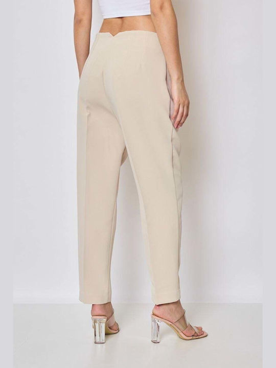 Women's High-waisted Fabric Trousers Red