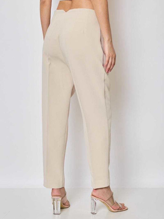 Women's High-waisted Fabric Trousers Red