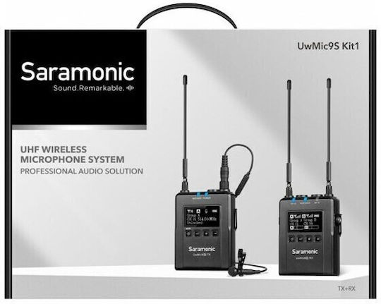 Saramonic UwMic9S Kit 1 (TX+RX) Комплект Безжично Δυναμικό Микрофон Висулка, Щипка, Колан Журналистически в Черен Цвят
