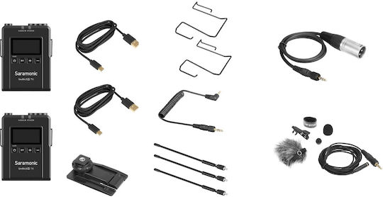 Saramonic UwMic9S Kit 1 (TX+RX) Комплект Безжично Δυναμικό Микрофон Висулка, Щипка, Колан Журналистически в Черен Цвят