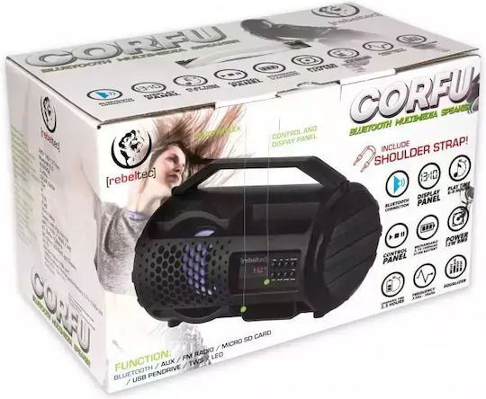 Rebeltec Corfu Ηχείο Bluetooth 12W με Ραδιόφωνο και Διάρκεια Μπαταρίας έως 6 ώρες Μαύρο