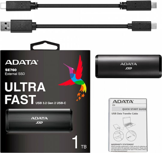 Adata SE760 USB 3.2 / USB-C Extern SSD 1TB M.2 Negru