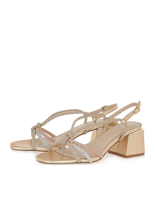 Carmen300 Sandals with Strass Gold