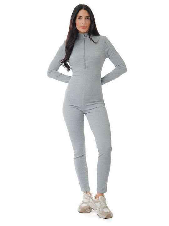 Damen Langärmelig Einteiler Anzug Grey
