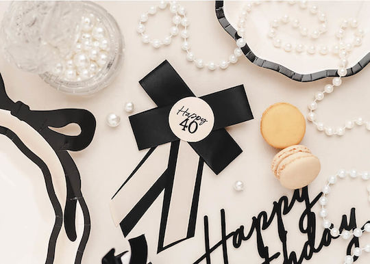Insignă "happy 40" Crem Negru