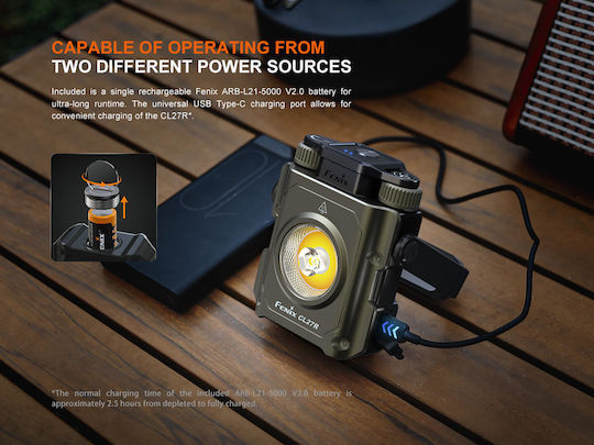 Fenix CL27R Φανάρι Led Επαναφορτιζόμενο για Camping με Φακό 1600lm Κόκκινο