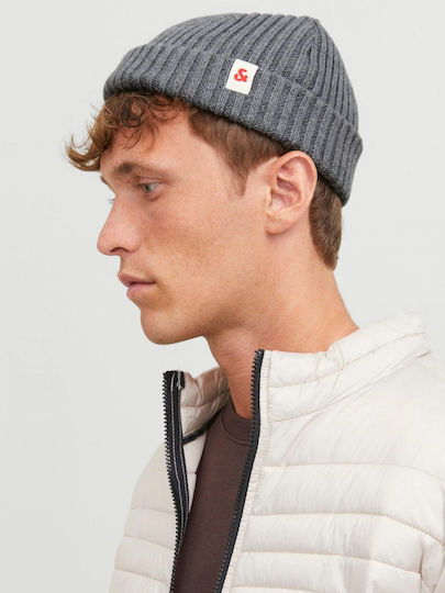 Beanie Beanie with Rib Knit in Gray color