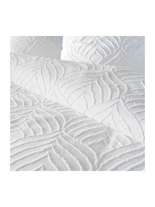 Duvet Cover Set Cotton Queen with 2 Pillowcases 240x220 L-c Heltie White