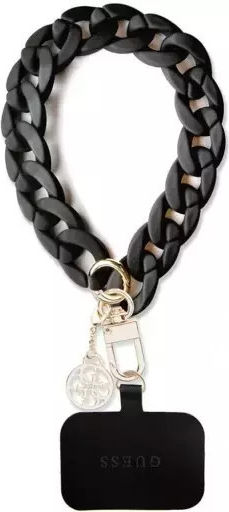 Guess Big Hand Strap Acrylic 4G Charm Wrist Strap for Mobile Phones Black