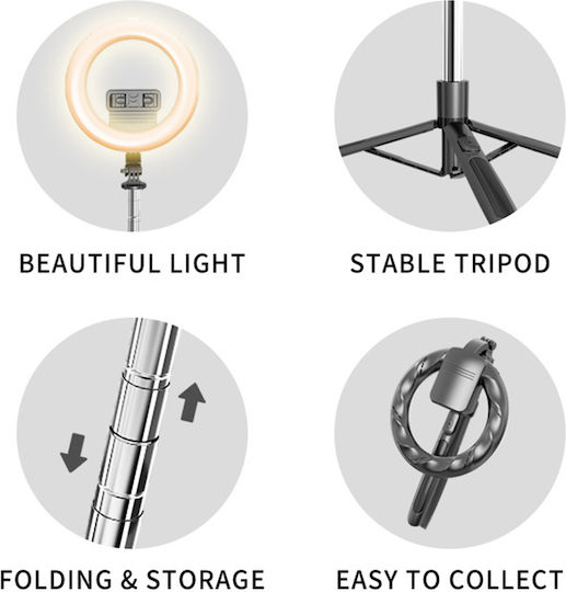 Techsuit Selfie Stick με Bluetooth / Τηλεχειριστήριο Γκρι